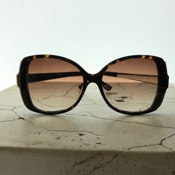 Oscar DeLa Renta Dark Round Tortoise Shell Frame Gold Small Arm - Picture 2 of 6